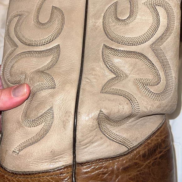 Nocona Boots Cowboy men size 10 EE cream khaki and brown - Picture 11 of 17